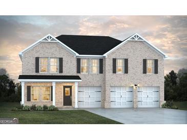 Two story house with a three car garage and brick facade at 218 Fern Dale Dr # 72, Fairburn, GA 30213