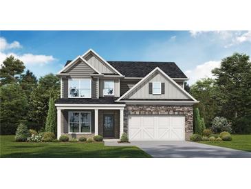 Two-story home with stone and siding exterior at 6103 Ruby Falls, Stonecrest, GA 30038
