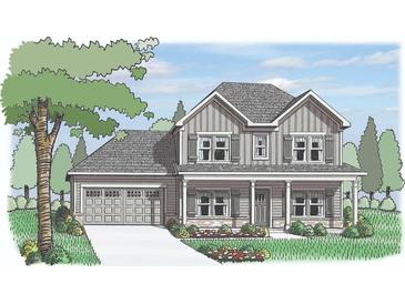 Two-story house with gray siding, two-car garage and front porch at 1254 Red Oak Blvd, Loganville, GA 30052