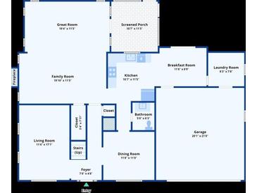 Single-story home floor plan with 3 bedrooms at 3745 Londonderry Ct, Stonecrest, GA 30038