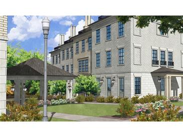 Townhouses with landscaped courtyard and gazebo at 625 Mayfair Ct, Alpharetta, GA 30009