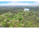 Aerial view of a property with lush greenery, a lake, and nearby houses at 2421 Bethel Ne Rd, Conyers, GA 30012
