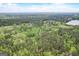 Aerial view showing a large lot with mature trees and a lake in the distance at 2421 Bethel Ne Rd, Conyers, GA 30012
