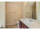 Bathroom with single sink vanity and shower/tub combo at 153 Fears Dr, Hampton, GA 30228