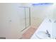 Double vanity bathroom with a shower and tile flooring at 110 Emily Park, Fayetteville, GA 30215