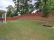 Spacious backyard with wooden privacy fence and mature trees at 312 Hinton Farm Way, Dacula, GA 30019