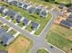 Aerial view of a residential neighborhood with houses and streets at 104 Montgomery Dr, Stockbridge, GA 30281