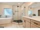 Spa-like bathroom with a soaking tub, walk-in shower, and marble vanity at 1055 Church St, Smyrna, GA 30080