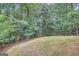 Wooded backyard with a gently sloping lawn and mature trees providing shade and privacy at 1055 Church St, Smyrna, GA 30080