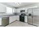 Modern kitchen with stainless steel appliances and gray countertops at 1125 Misty Meadows Ln, Hampton, GA 30228