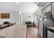 Modern kitchen with gray cabinets and granite countertops at 1705 Labonte Pkwy, Mcdonough, GA 30253