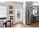Kitchen with grey cabinets and back door access at 1705 Labonte Pkwy, Mcdonough, GA 30253