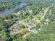 Community overview with lake and surrounding houses at 3142 Brooks Dr, Snellville, GA 30078
