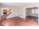Dining room with hardwood floors and access to kitchen at 3142 Brooks Dr, Snellville, GA 30078