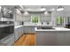 Bright kitchen with gray cabinets, stainless steel appliances and an island at 270 Emerald Lake Dr, Fayetteville, GA 30215