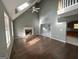 High-ceiling living room with hardwood floors and fireplace at 166 Greentree Trl, Temple, GA 30179