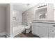 Modern bathroom with granite vanity and shower/tub at 26 Pool Woods Dr, Grantville, GA 30220
