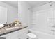 Simple bathroom with tub, shower, and granite vanity at 1925 School House Ln, Temple, GA 30179