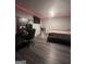 Basement bedroom with gray flooring, a bed, and a vanity at 938 Mulberry Fields Cv, Auburn, GA 30011
