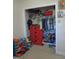 Closet with clothes, dresser, and toys at 147 Wynnfield Blvd, Mcdonough, GA 30252