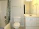 Clean bathroom with a shower/tub combo and vanity at 5335 Saville Dr, Acworth, GA 30101
