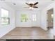 Bright living room with hardwood floors and ceiling fan at 3363 Delmar Nw Ln, Atlanta, GA 30331