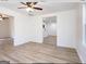 Bright living room with hardwood floors and ceiling fan at 3363 Delmar Nw Ln, Atlanta, GA 30331