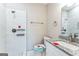 Clean bathroom with shower, toilet and granite vanity at 1872 Oakmont Nw Dr, Atlanta, GA 30314