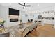 Bright living room featuring fireplace and kitchen view at 2147 Mcafee Rd, Decatur, GA 30032