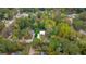 Aerial view of a house nestled in a wooded neighborhood at 2147 Mcafee Rd, Decatur, GA 30032