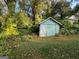 Charming light green shed nestled in a lush, green backyard at 1121 Montreat Sw Ave, Atlanta, GA 30310