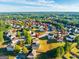 Aerial view of a residential neighborhood showcasing houses with autumnal foliage at 4482 Hazeltine Dr, Atlanta, GA 30349