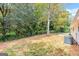 Side yard with a patio, trees, and a chain link fence at 138 Michelle Dr, Mcdonough, GA 30252