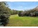 Landscaped backyard with lush green grass and mature shrubs at 1120 Strath Clyde Way, Mcdonough, GA 30253