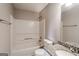 Clean bathroom, granite countertop vanity, and a bathtub at 2124 Hairston Creek Pkwy, Decatur, GA 30035