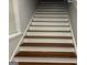 Clean and bright staircase with hardwood steps and white risers at 1004 Alford Ct, Lithonia, GA 30058