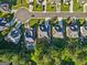 Aerial view of neighborhood with cul-de-sac and homes at 2909 Everson Ridge Ct, Snellville, GA 30039