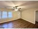 Spacious living area with hardwood floors and neutral walls at 1737 Mckenzie Dr, Decatur, GA 30032