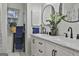 Elegant bathroom with double vanity and marble countertop at 12021 Scottish Ct, Fayetteville, GA 30215