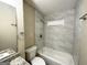 Clean bathroom, featuring a granite countertop and a bathtub shower combo at 3010 Pasadena Dr, Decatur, GA 30032