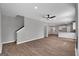 Spacious living room with hardwood floors and ceiling fan at 5374 Tolar Rd # 79, South Fulton, GA 30213