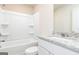 Bathroom with a shower/tub combo and granite vanity at 137 Avondale Blvd, Conyers, GA 30013