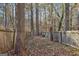 Large fenced backyard, and wooded space, offering privacy and space for outdoor activities at 3863 Meeting St, Duluth, GA 30096