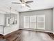 Dining area with hardwood floors and access to the backyard at 11602 Kades Trl, Hampton, GA 30228