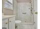 Modern bathroom with marble shower and updated fixtures at 355 Woodbyne Dr, Fayetteville, GA 30214