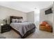 Bedroom with rustic wood platform bed and built-in drawers at 2800 S Highway 16, Carrollton, GA 30116