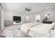 Spacious bedroom featuring a soft rug, ceiling fan and large television at 3920 Clifton Hill Ct, Cumming, GA 30040