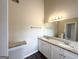 Modern bathroom with dual granite vanity, white cabinets, and bright lighting at 1091 Cherry Laurel Dr, Lithonia, GA 30058