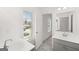 Modern bathroom with gray vanity and updated fixtures at 1723 Goodwin, Hampton, GA 30228