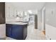 Kitchen with stainless steel appliances and navy blue cabinets at 2667 Fieldstone Se Dr, Conyers, GA 30013